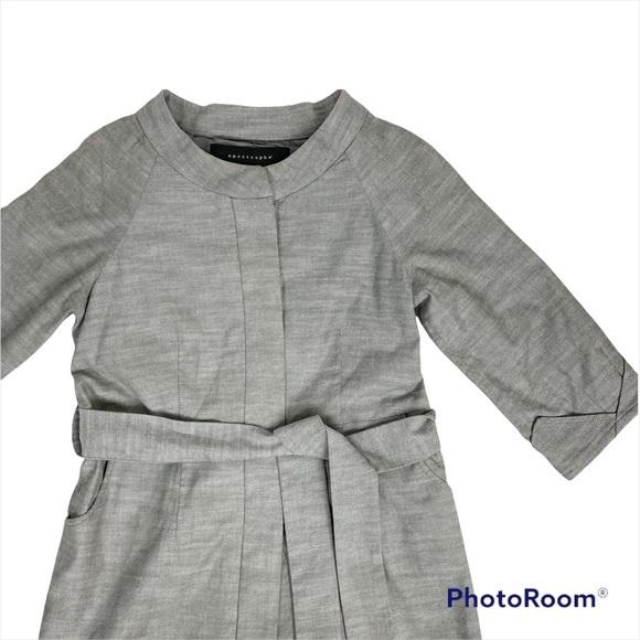 APOSTROPHE Gray Cotton Belted Car Coat Small - Picture 2 of 12